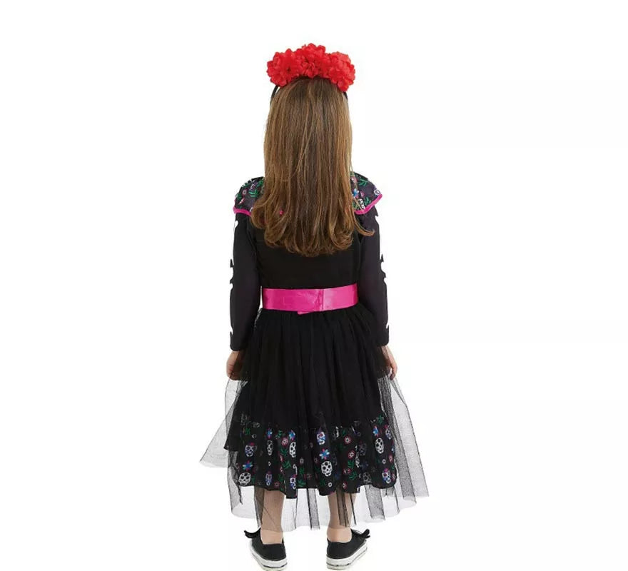 Translation missing: en.Disfraz de Catrina rosa con cinturón para bebé y niña