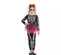 Disfraz de Catrina rosa con diadema y velo para niña