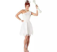 Elegante costume da uomo delle caverne bianco per donna