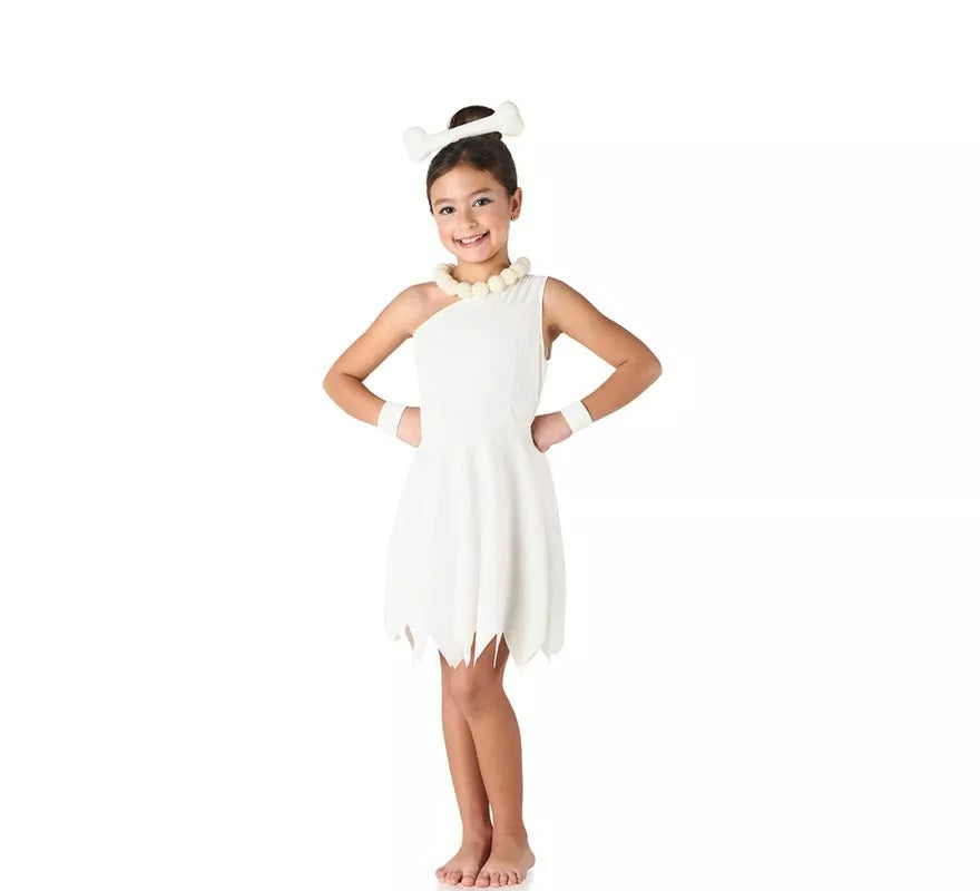 Disfraz de Cavernícola blanco elegante para niña