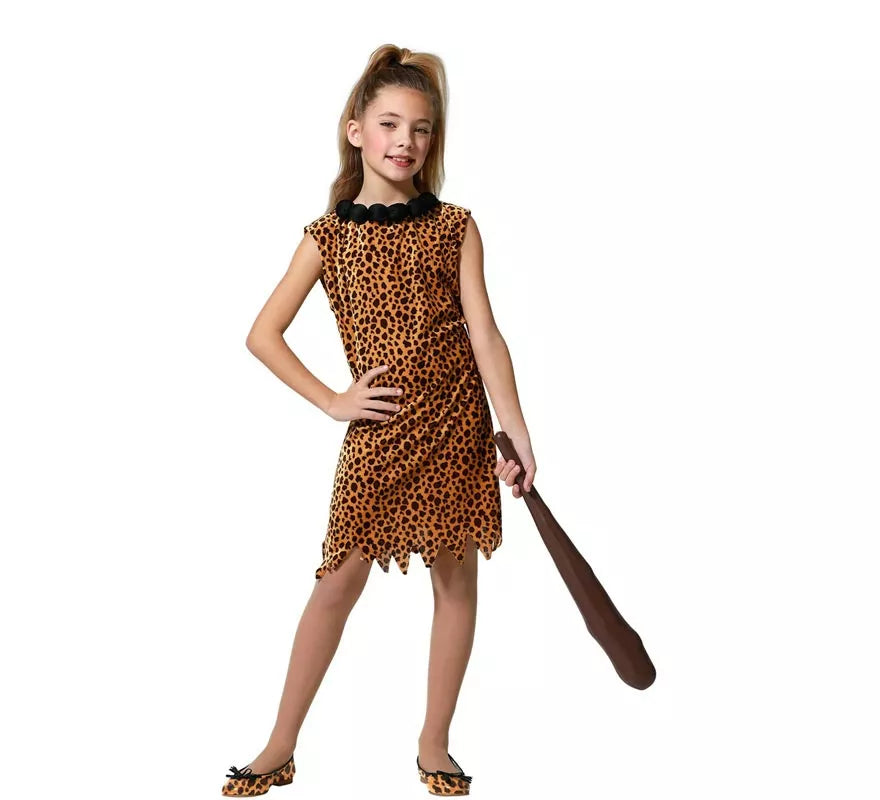 Disfraz de Cavernícola estampado animal para niña