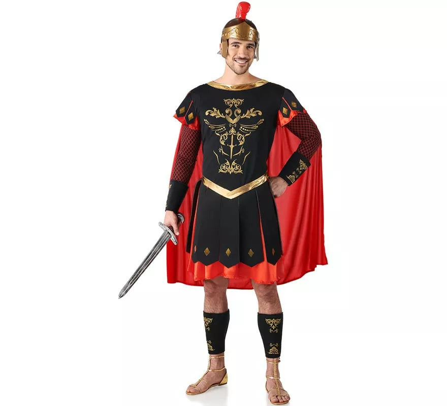 Disfraz de Centurión Romano rojo y dorado para hombre