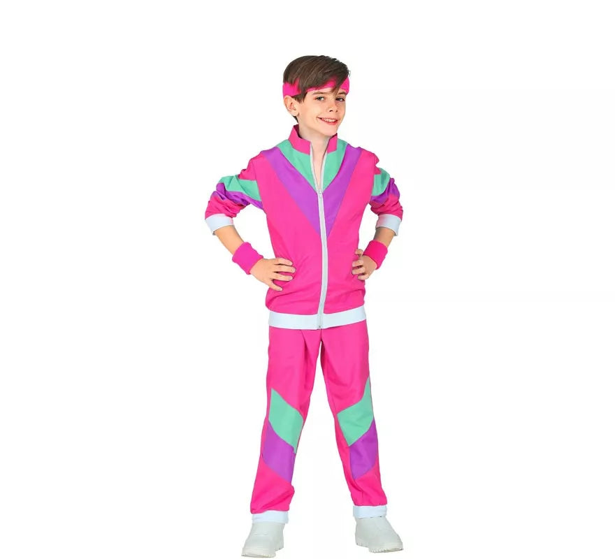 Disfraz de Chándal Años 80 fucsia para niños y adolescente