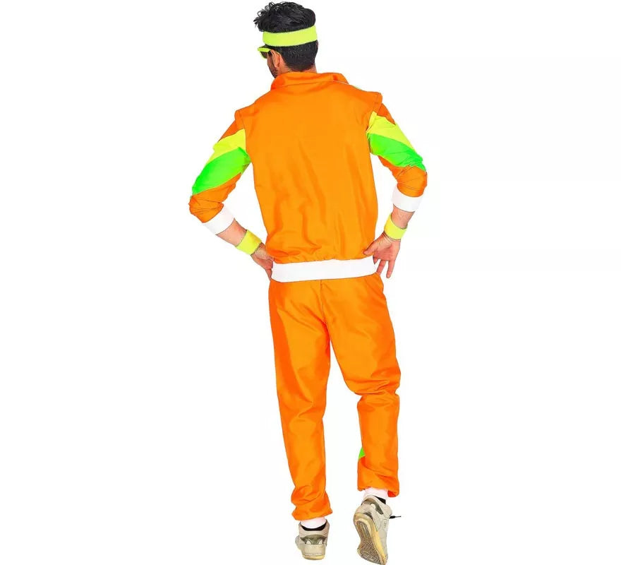 Translation missing: en.Disfraz de Chándal Años 80 naranja y verde para adulto