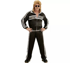 Men's Black and Silver 80s Tracksuit Costume
