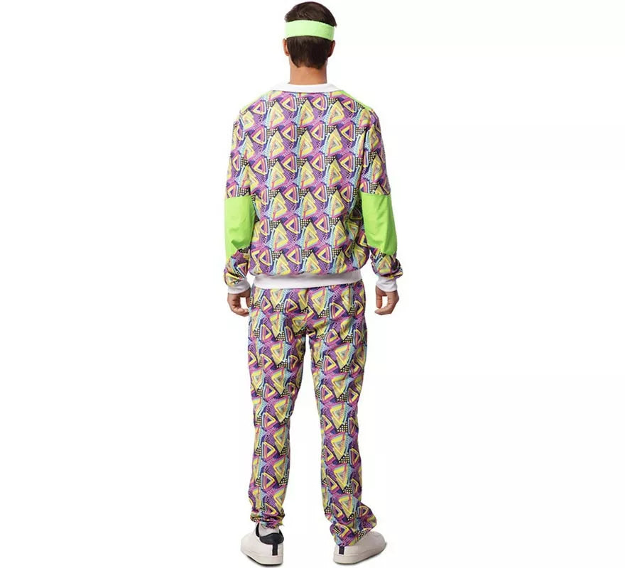 Disfraz de Chándal años 90 verde estampado para hombre