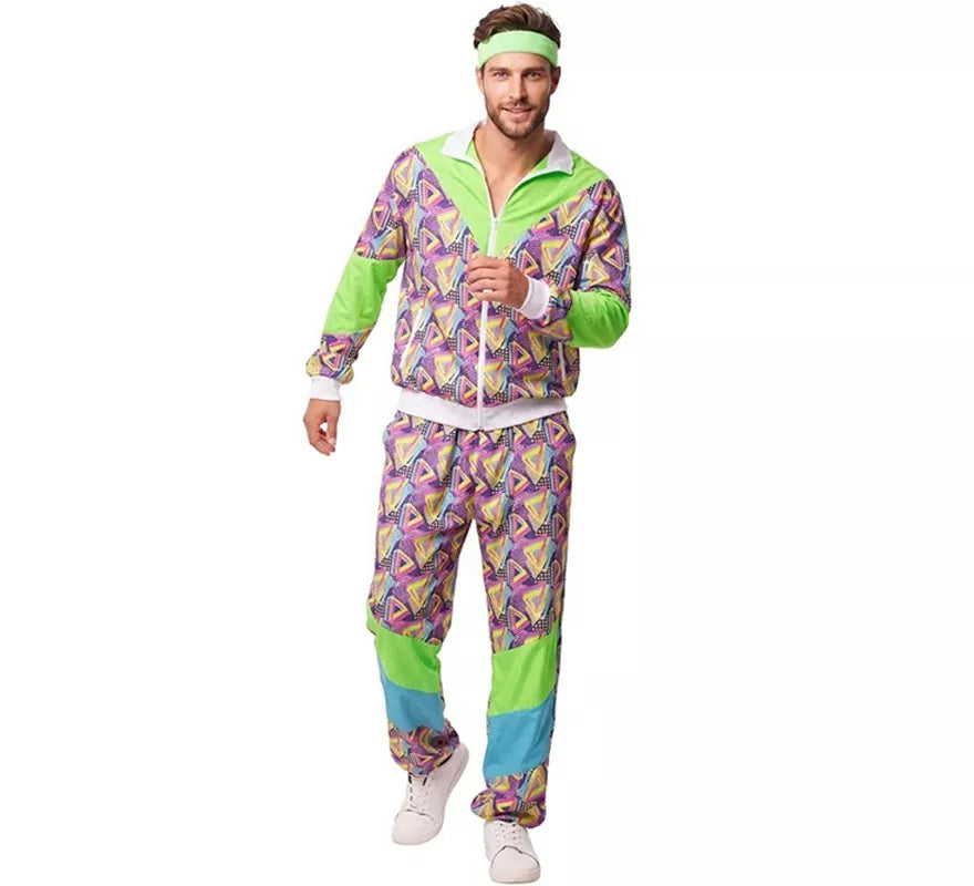 Translation missing: en.Disfraz de Chándal años 90 verde estampado para hombre