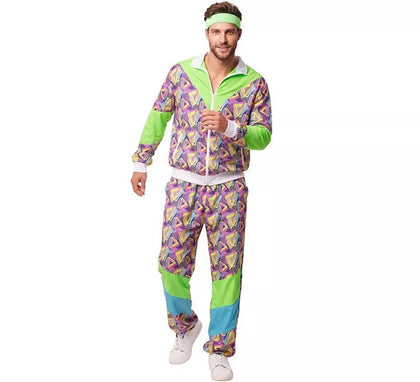 Disfraz de Chándal años 90 verde estampado para hombre