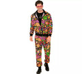 Disfraz de Chándal Hippie Groovy Love fluorescente oscuro para adulto