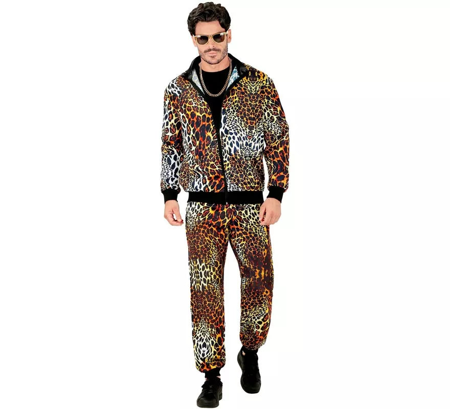 Disfraz de Chándal Leopardo Print neón para adulto
