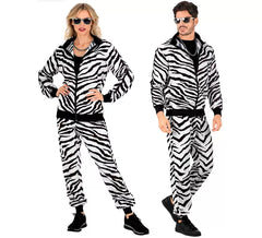Neon Zebra Party Fashion Tracksuit Costume for Adults