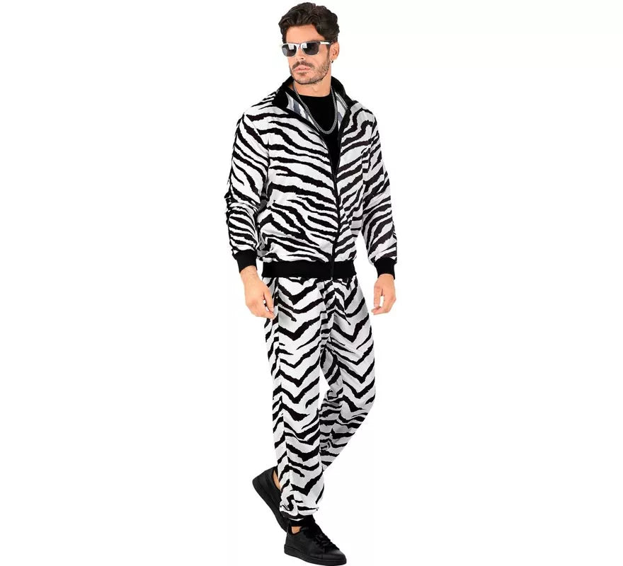 Disfraz de Chándal Party Fashion Cebra neón para adulto