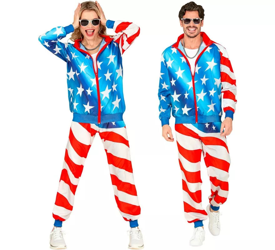 Disfraz de Chándal Party Fashion USA neón para adulto
