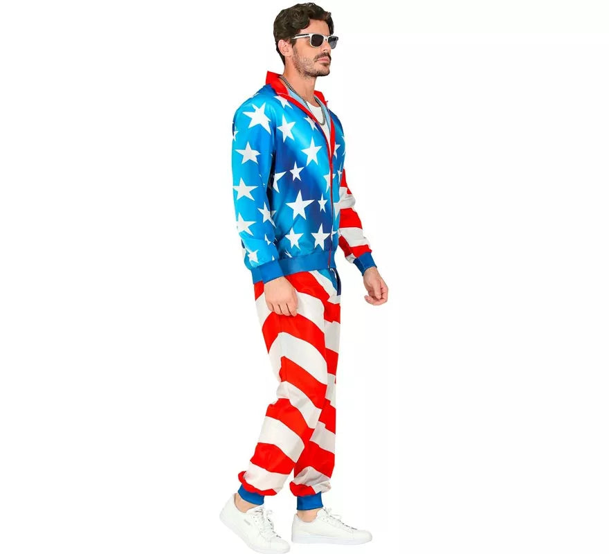 Disfraz de Chándal Party Fashion USA neón para adulto