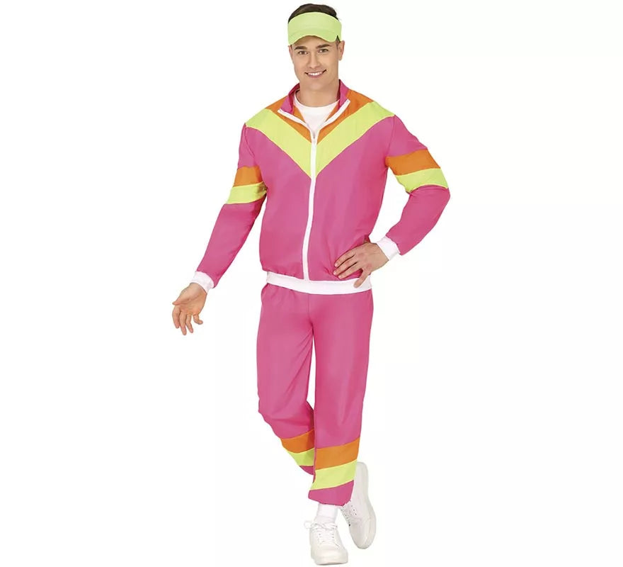 Disfraz de Chándal rosa y amarillo neón para hombre