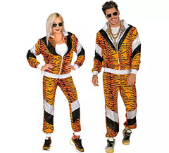 Adult Neon 80s Tiger Tracksuit Costume