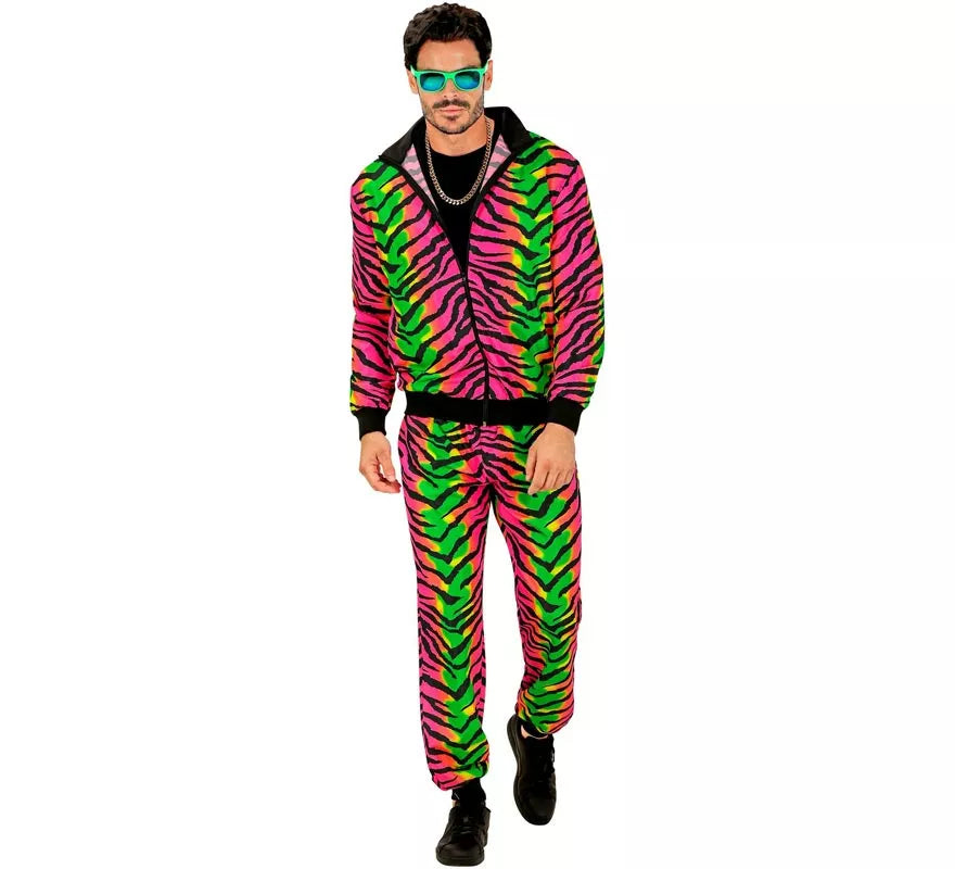 Disfraz de Chándal Tigre Print neón para adulto