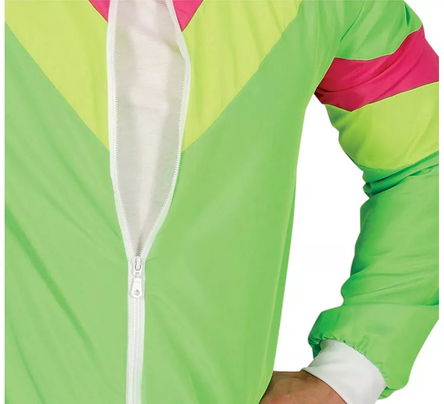 Disfraz de Chándal verde y fucsia neón para hombre