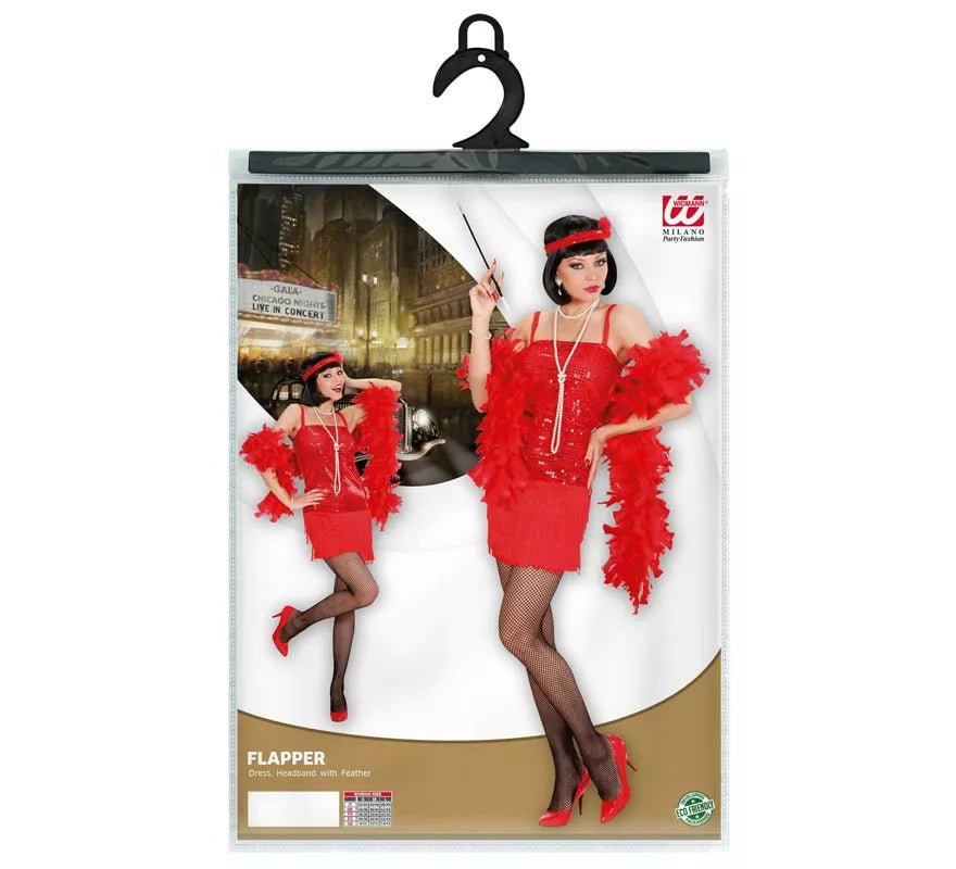 Disfraz de Charleston rojo brillante para mujer