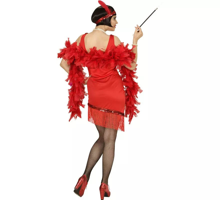 Translation missing: en.Disfraz de Charlestón rojo con tocado para mujer