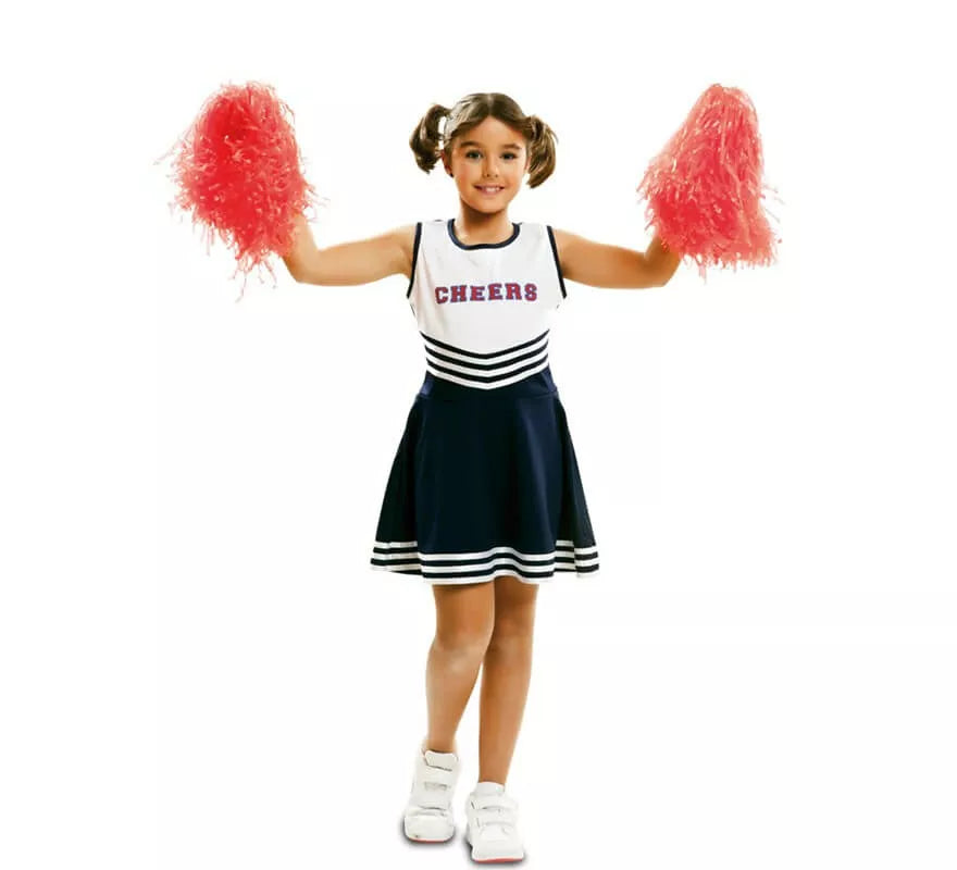 Disfraz de Cheerleader blanco y azul para niña