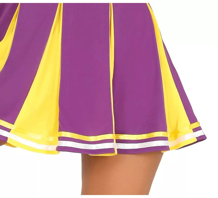 Disfraz de Cheerleader USA morado y amarillo para mujer