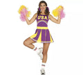 Disfraz de Cheerleader USA morado y amarillo para mujer