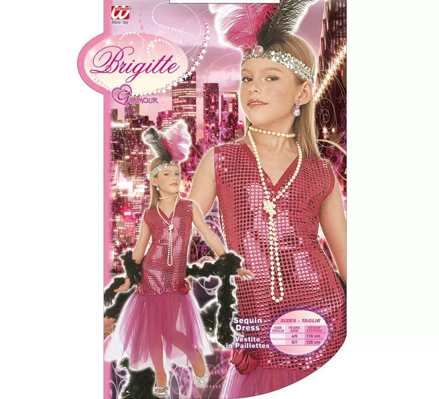 Disfraz de Chica Charlestón rosa para niña