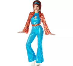 Blue 70s Disco Girl Costume for Women