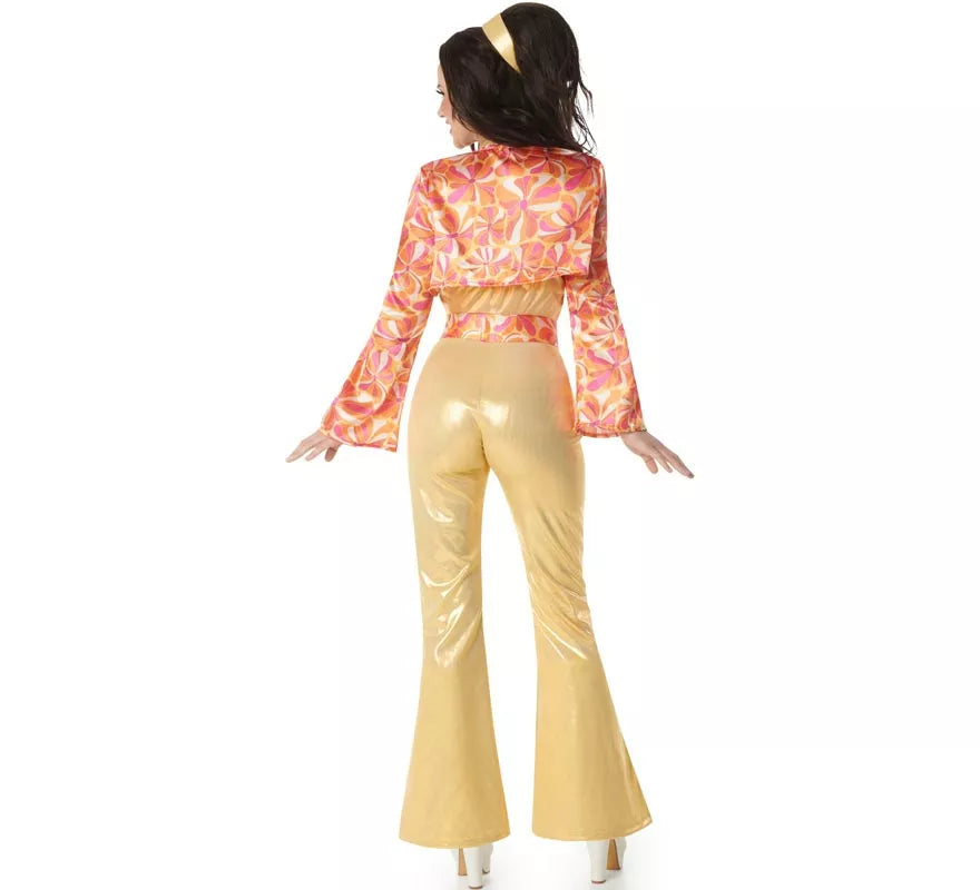 Disfraz de Chica Disco dorado Años 70 para mujer