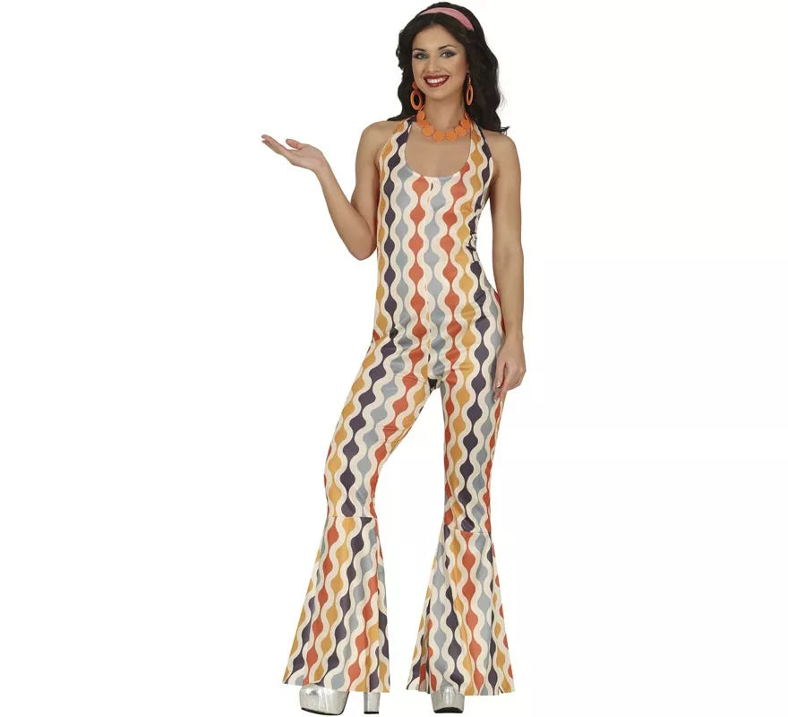 Disfraz de Chica Disco multicolor de los Años 70 para mujer
