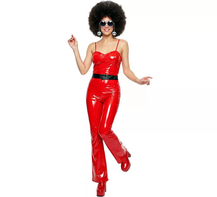 Disfraz de Chica Disco rojo para mujer