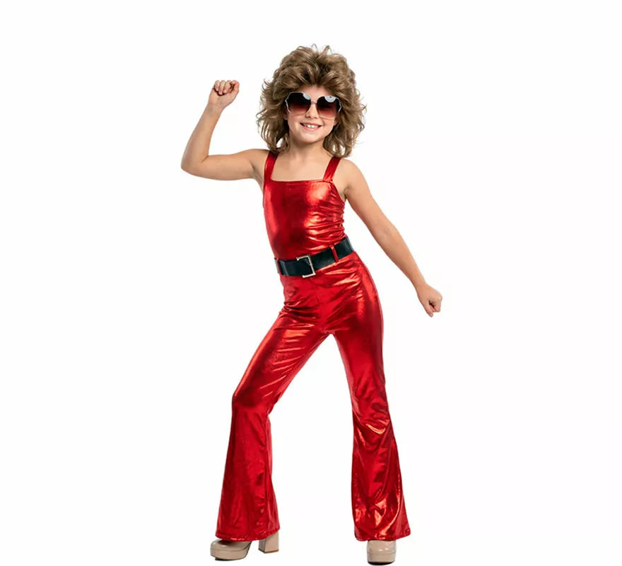 Disfraz de Chica Disco rojo para niña