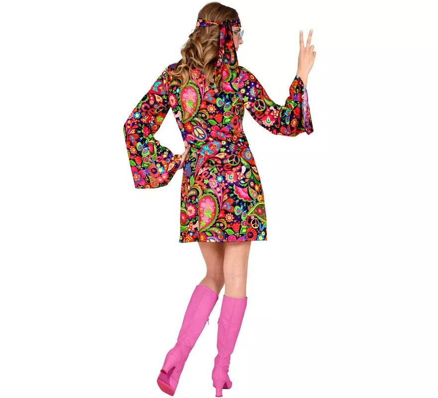 Translation missing: en.Disfraz de Chica Hippie en vestido psicodélico para mujer