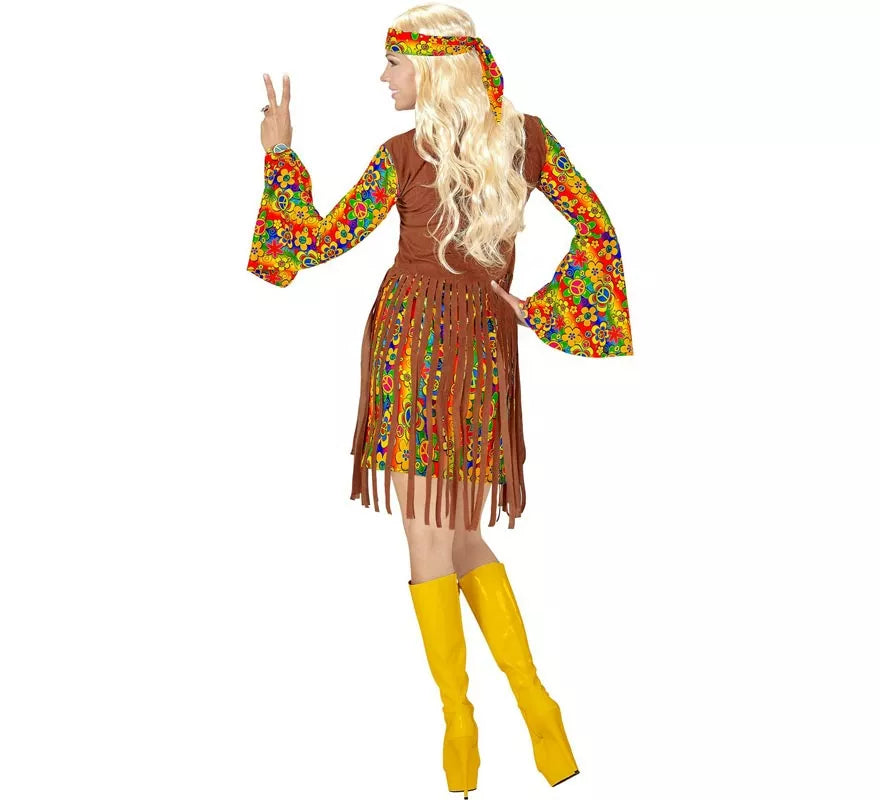 Disfraz de Chica Hippie flecos largos para mujer