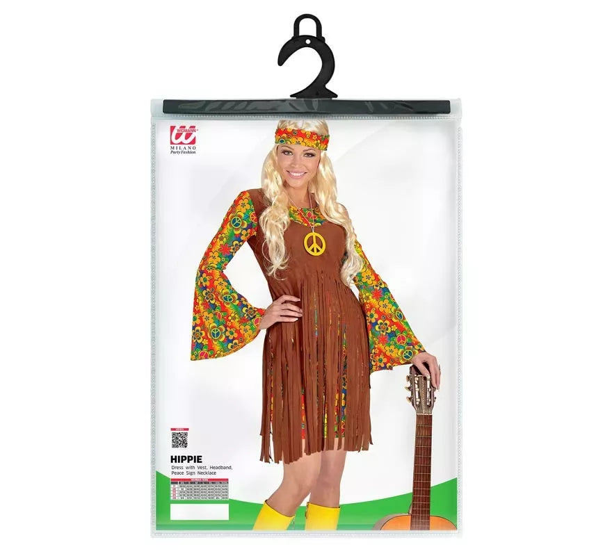 Disfraz de Chica Hippie flecos largos para mujer