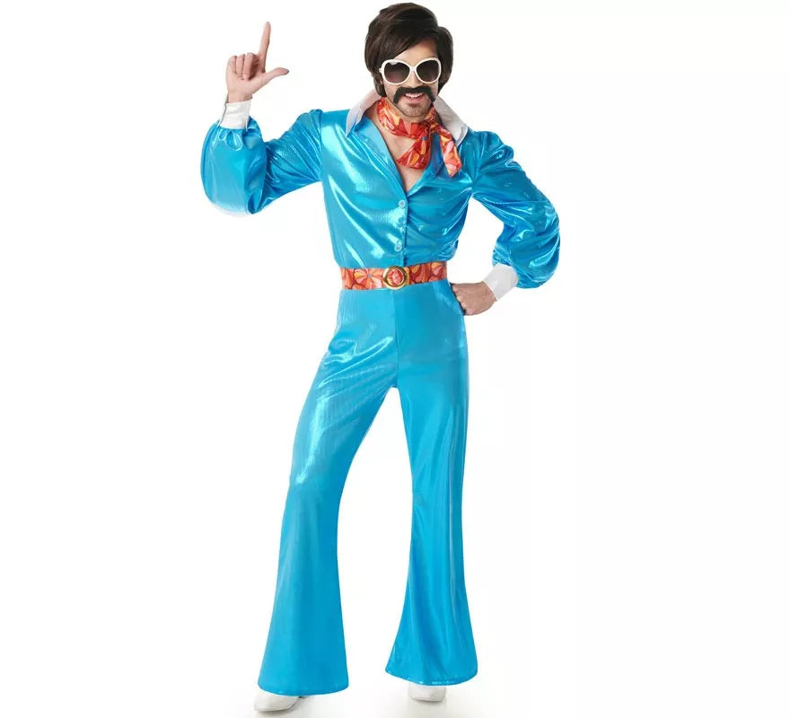 Disfraz de Chico Disco azul Años 70 para hombre
