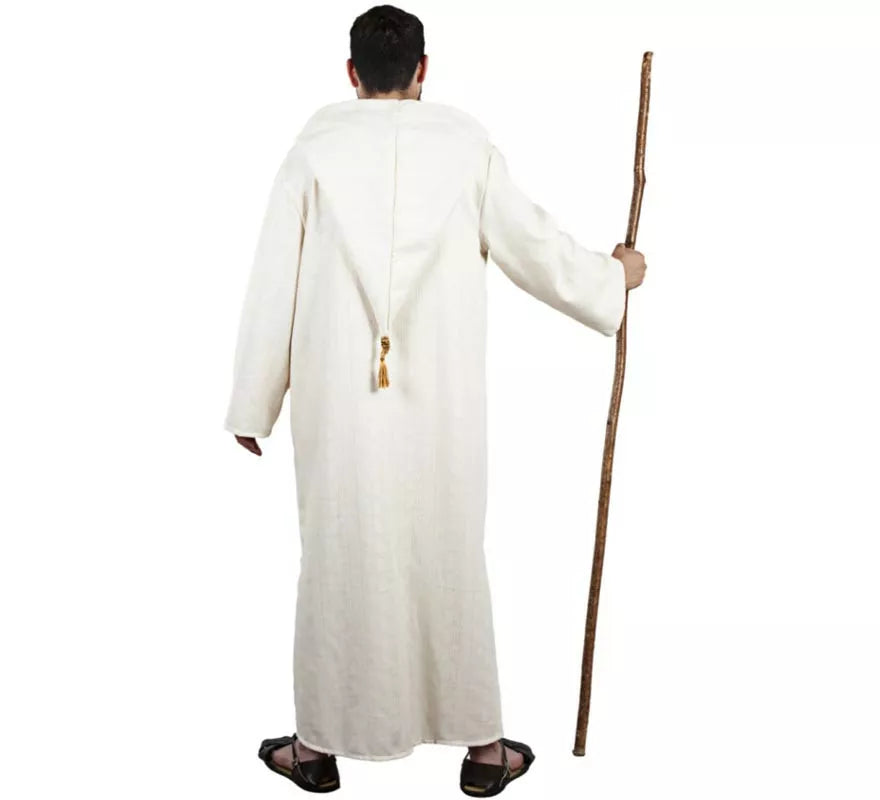 Disfraz de Chilaba Morisca blanco con capucha para hombre