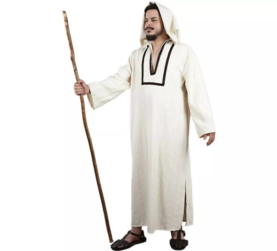 Disfraz de Chilaba Morisca blanco con capucha para hombre