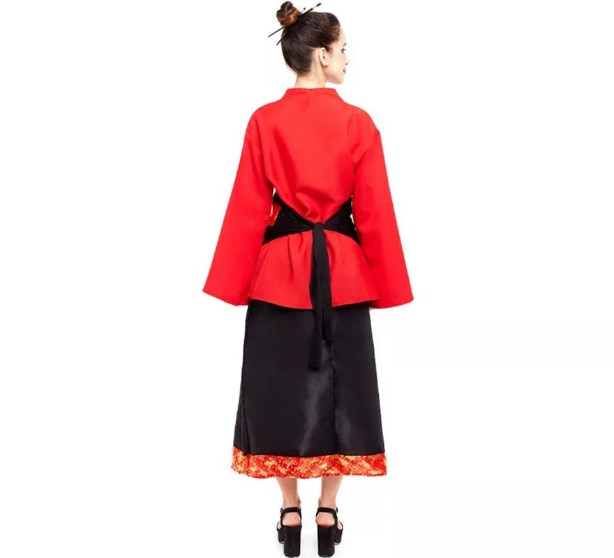 Translation missing: en.Disfraz de China Aldeana Rojo y Negro para mujer