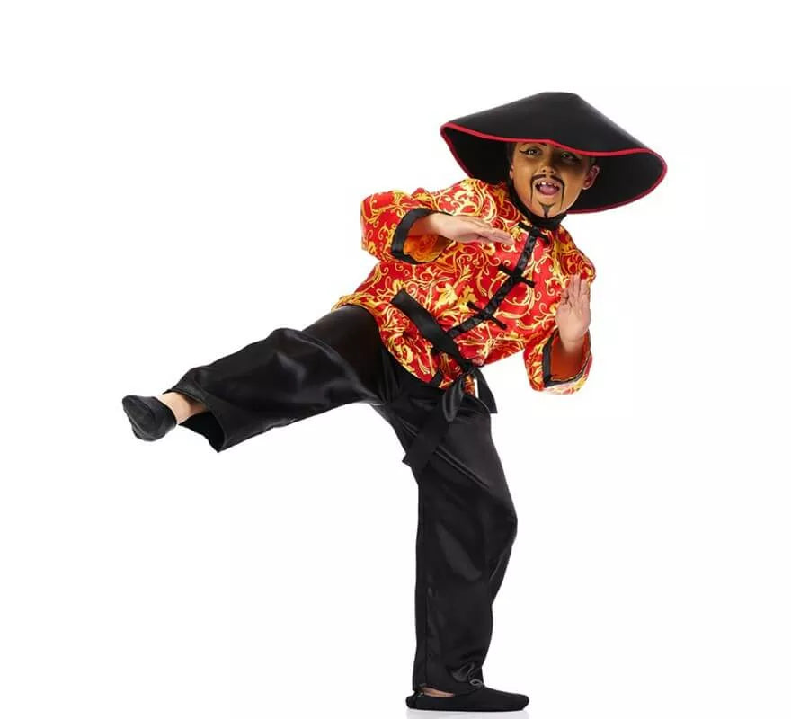 Translation missing: en.Disfraz de Chino Rojo con Estampado para niño