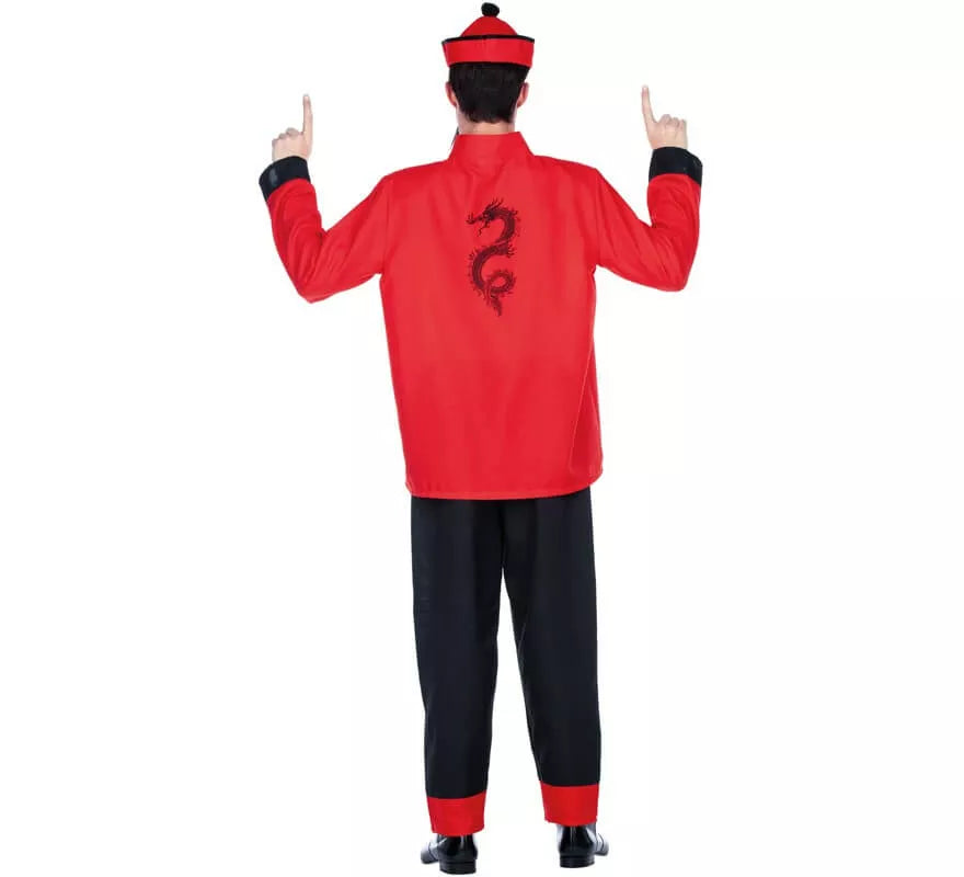 Disfraz de Chino Rojo y Negro para hombre