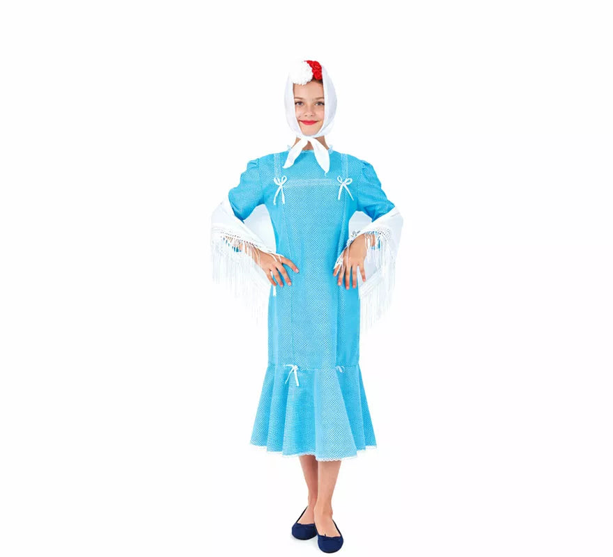 Disfraz de Chulapa azul para niña