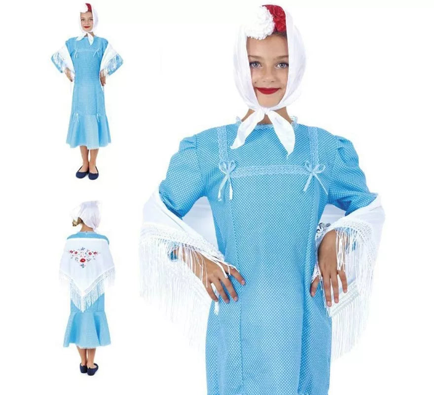 Disfraz de Chulapa azul para niña