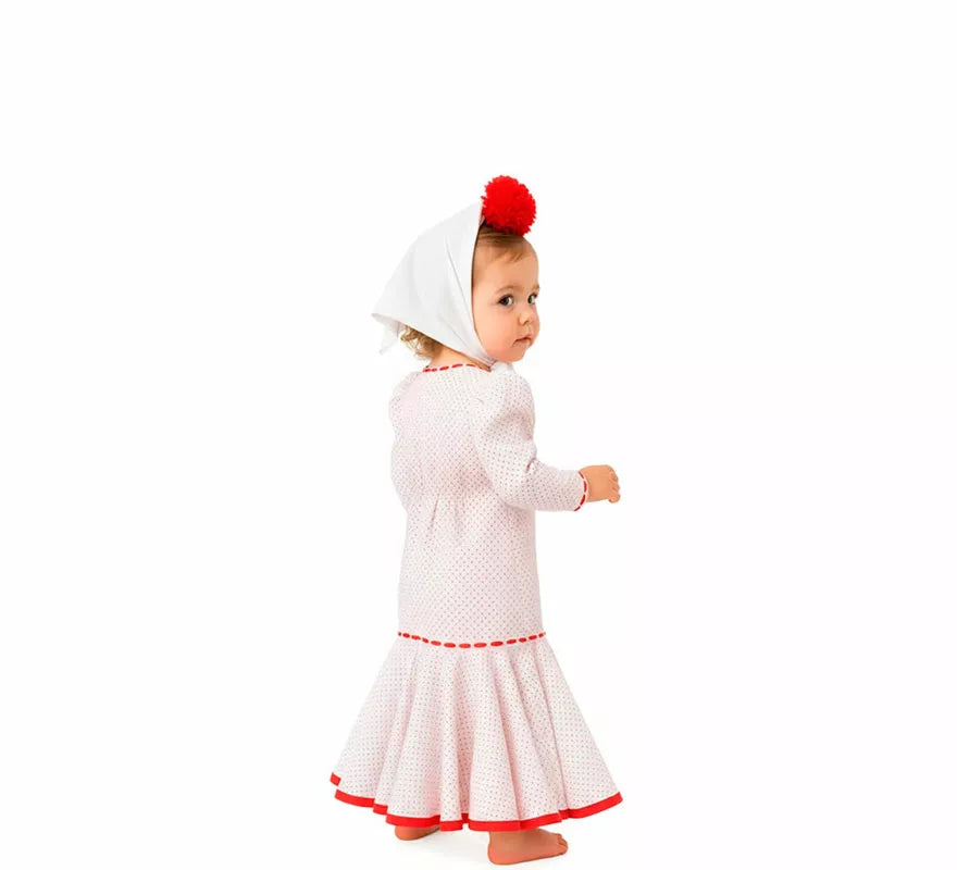 Disfraz de Chulapa Clásico blanco y rojo para bebé