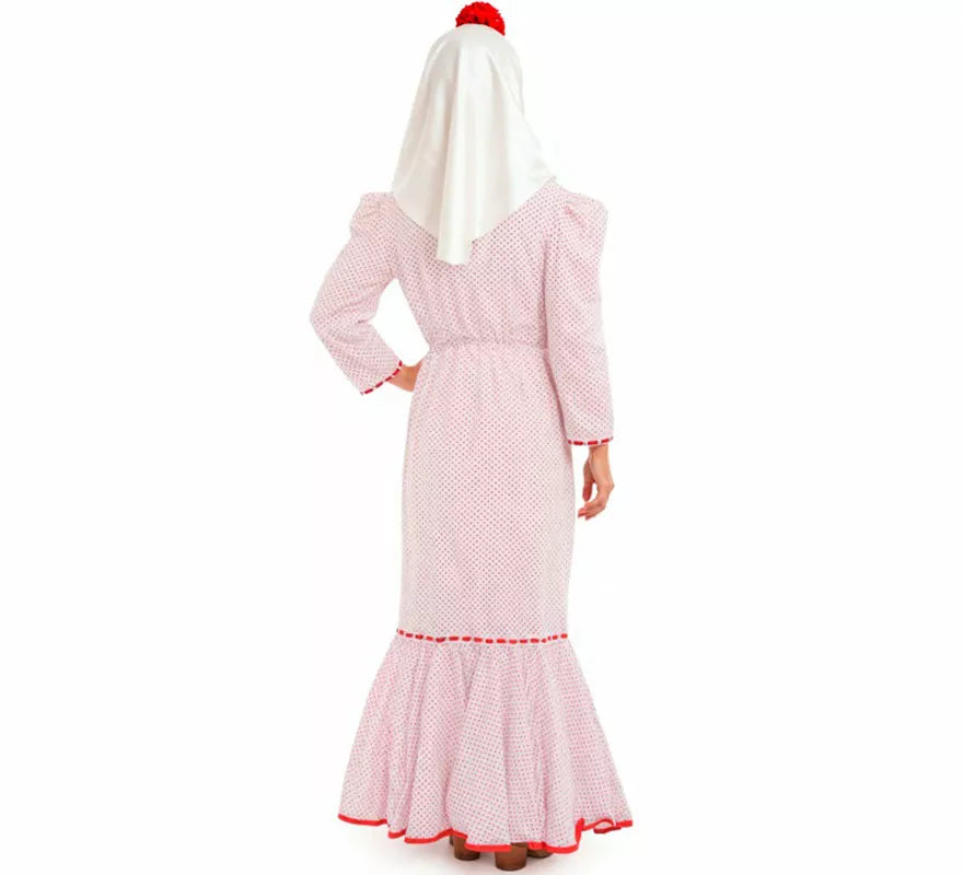 Disfraz de Chulapa Clásico blanco y rojo para mujer