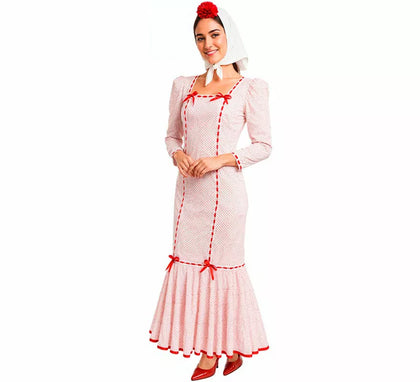 Disfraz de Chulapa Clásico blanco y rojo para mujer