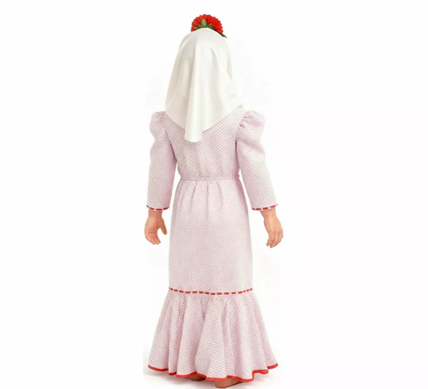 Translation missing: en.Disfraz de Chulapa Clásico blanco y rojo para niña