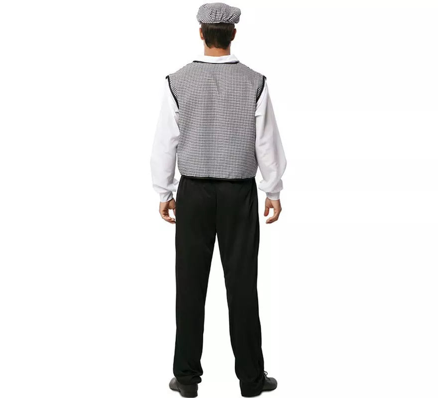 Disfraz de Chulapo Madrileño gris con gorro para hombre