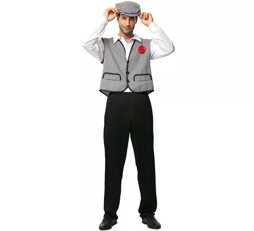 Translation missing: en.Disfraz de Chulapo Madrileño gris con gorro para hombre